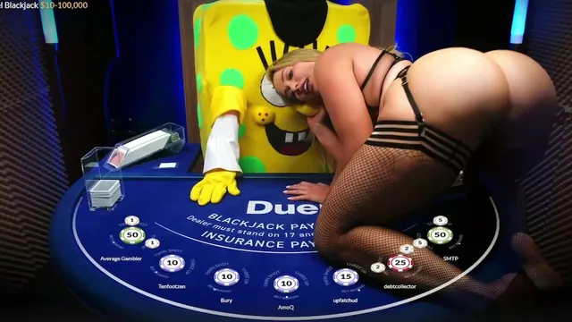 Mia Malkova Duel Casino Spongbob Blowjob And Casino Table Masturbation