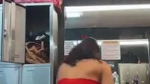 Voluptuous Latina Teases In A Red Sheer Bodysuit